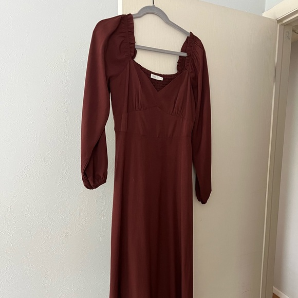 Maroon Ruffle Dress - Picture 2 of 7